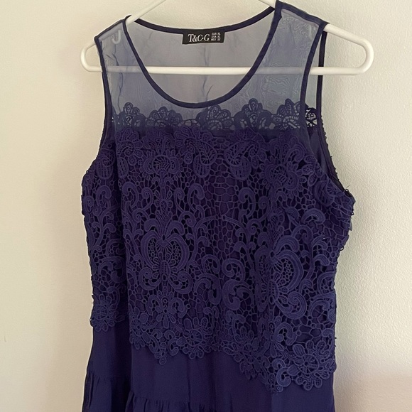 Navy Lace Dress - Picture 1 of 8
